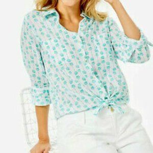 Lilly Pulitzer Sea View Button Down Sea Crystals Size XXS